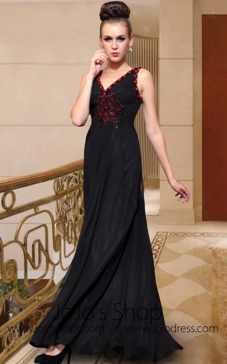 Black V Neck Evening Dress
