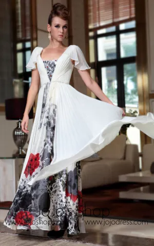 Butterfly Sleeve Prom Formal Evening Dress