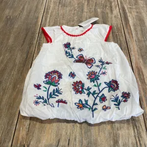 Du Pareil White butterfly/garden Cotton SS Dresses 6m