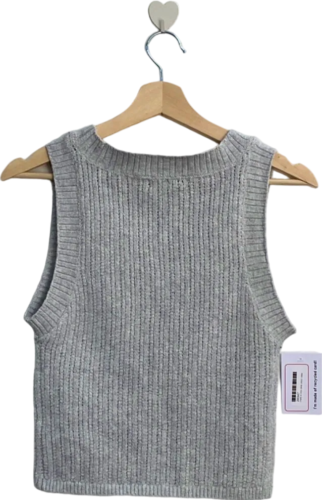Fashion Nova Grey Ribbed Knit Tank Top UK 6
