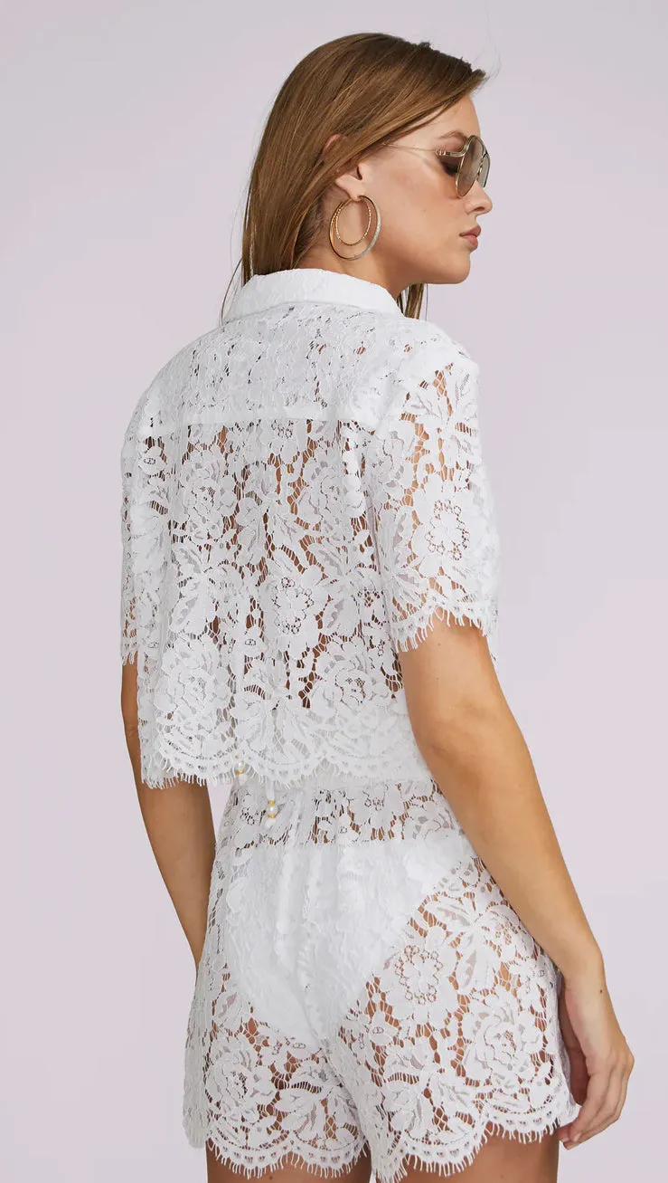 White Lace Generation Love Juni Shirt: Elegant Summer Staple