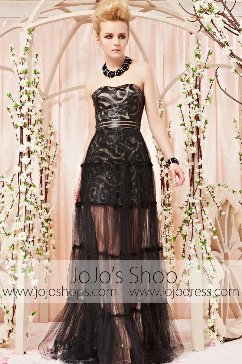 Modest Black Prom Formal Evening Dress with Sleeves cx830155