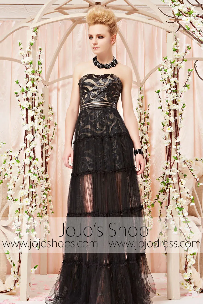 Modest Black Prom Formal Evening Dress with Sleeves cx830155