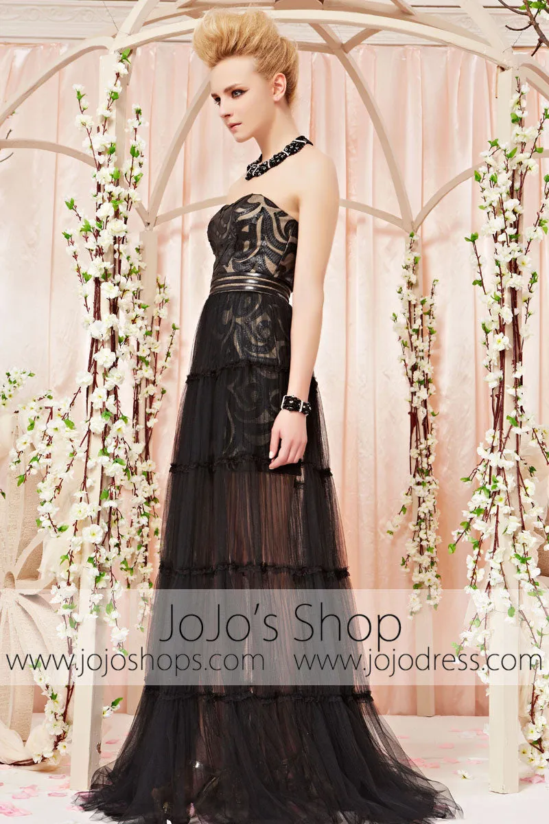 Modest Black Prom Formal Evening Dress with Sleeves cx830155