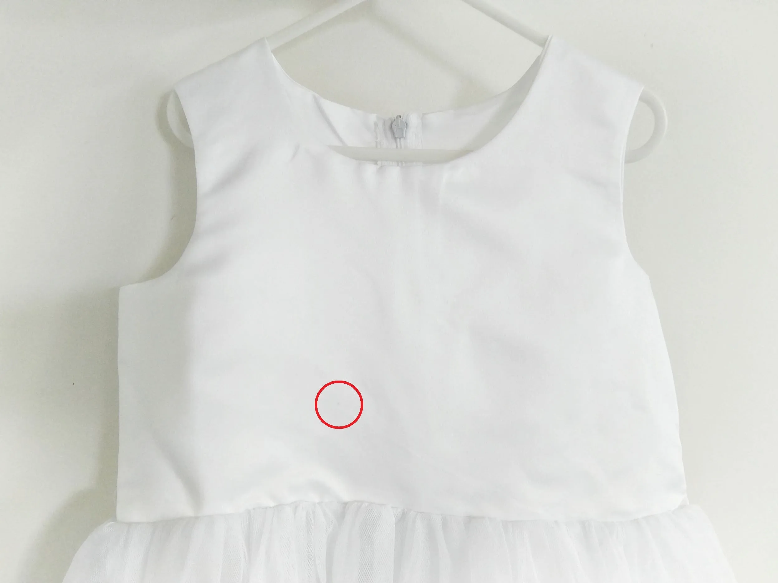 Sale - White dress with small fabric defect 8-9 yo