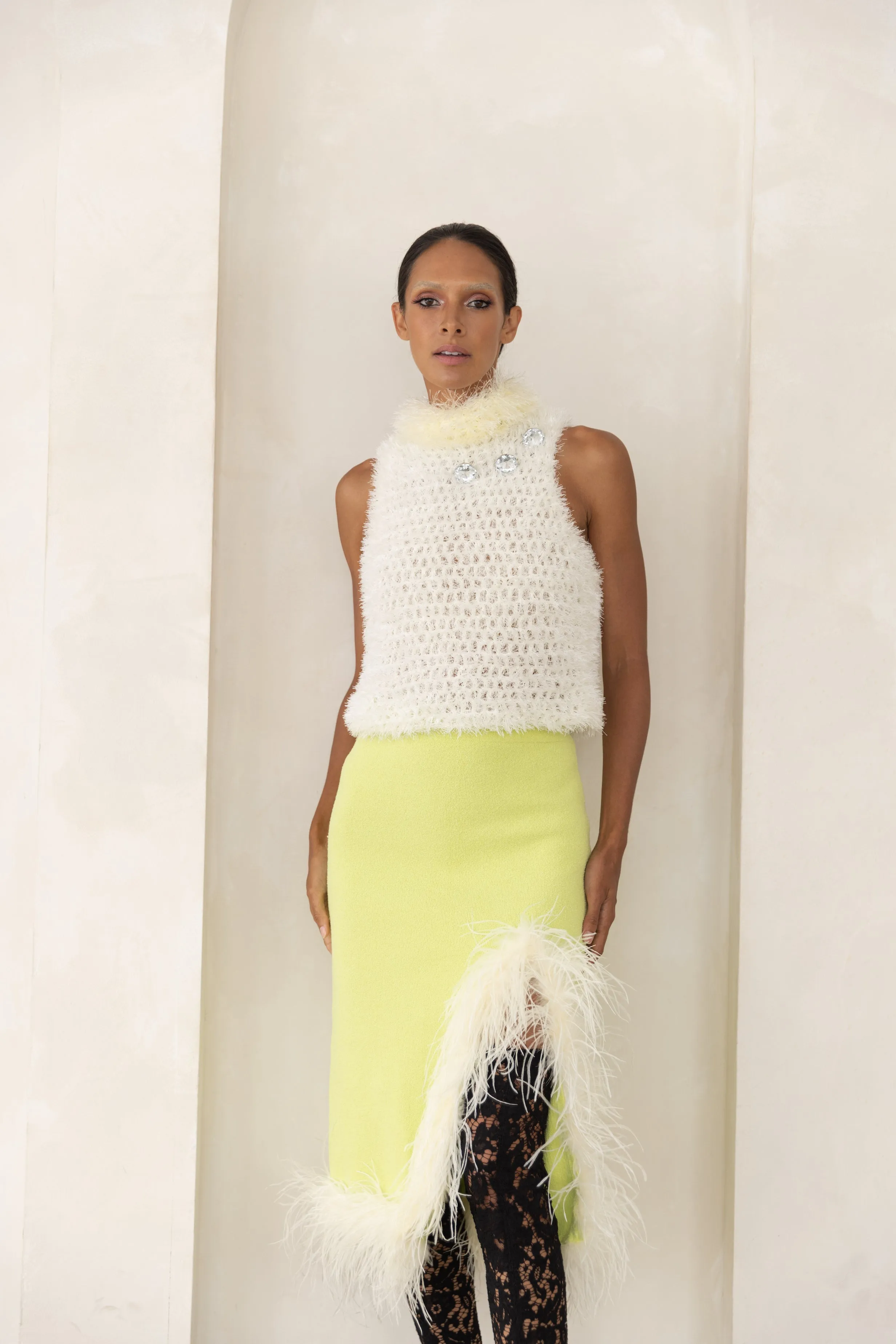 White Handmade Knit Top