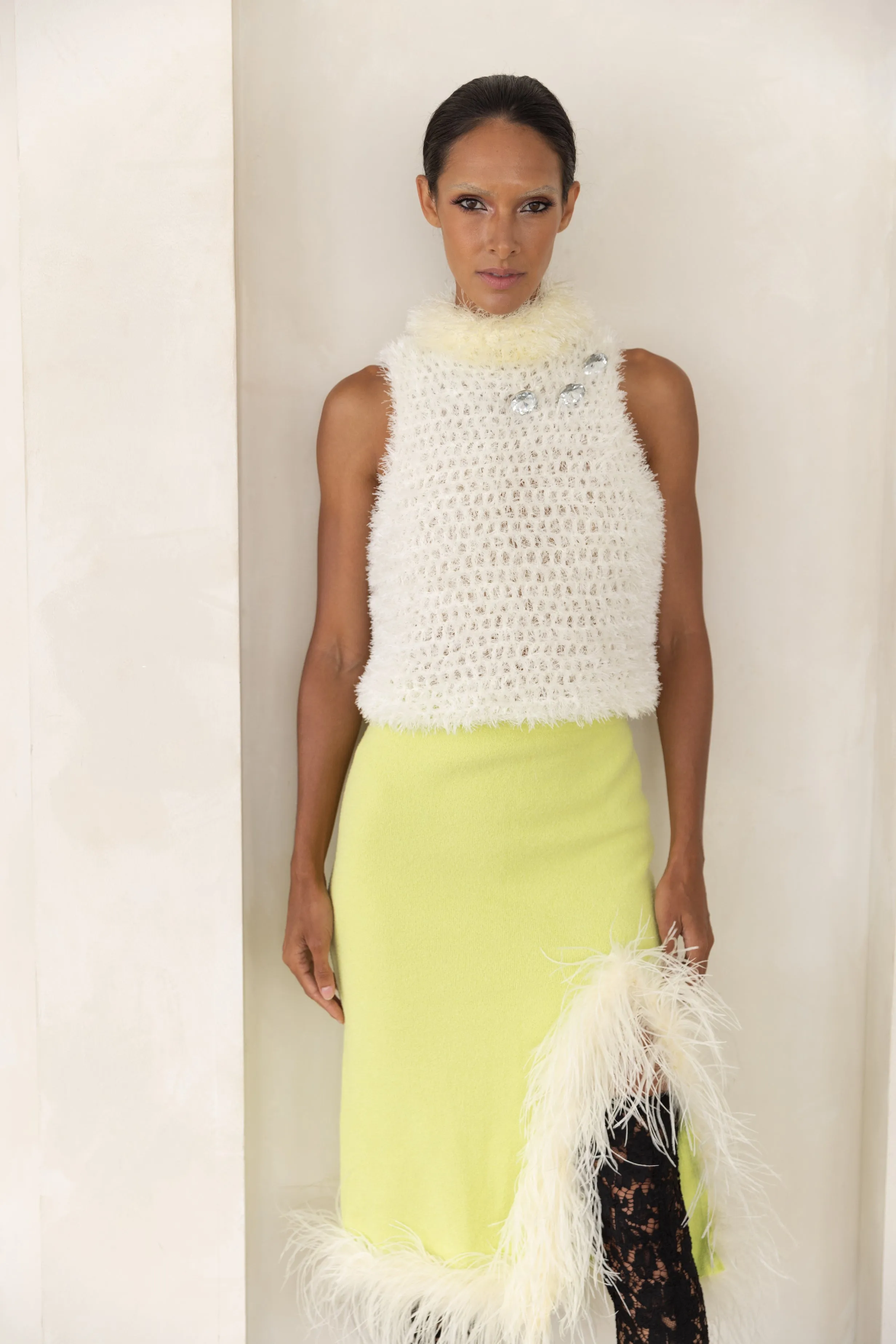 White Handmade Knit Top